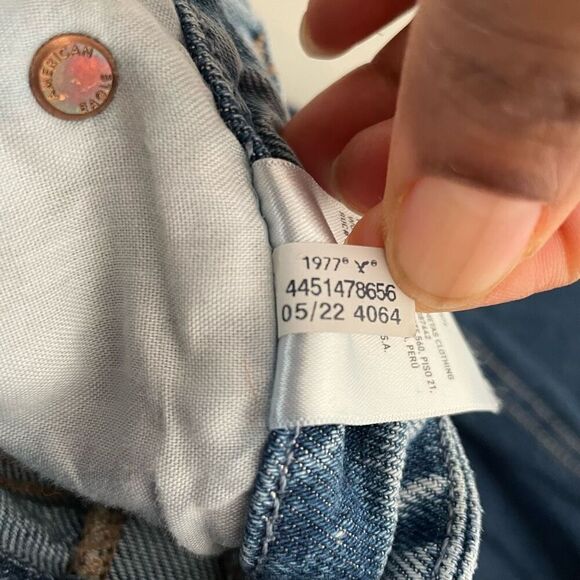 American Eagle Womens Bootcut High Rise Jeans 2R Split Hem Kendrick Lamar - Picture 3 of 7